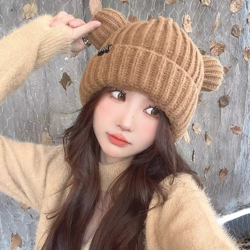 Winter Warm Woolen Hats Designer Kpop Personality Bonnet