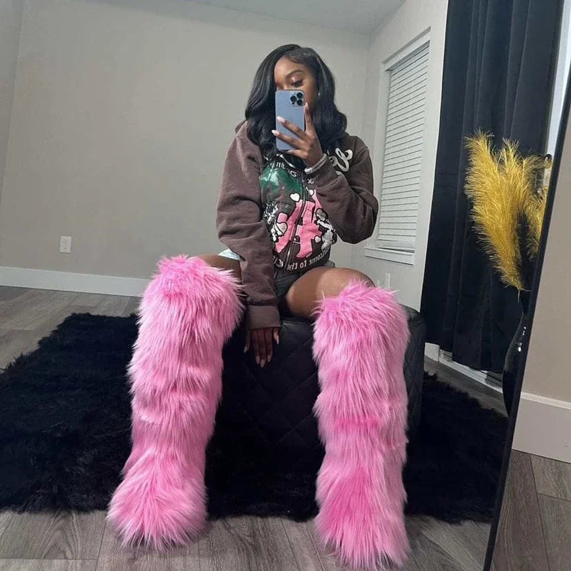 Furry Cute Over-the-knee Boots Girls Y2K