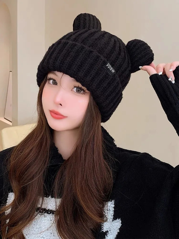 Winter Warm Woolen Hats Designer Kpop Personality Bonnet