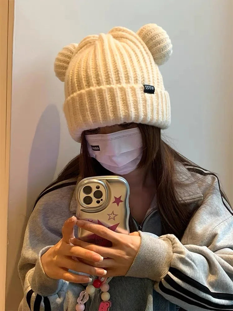 Winter Warm Woolen Hats Designer Kpop Personality Bonnet